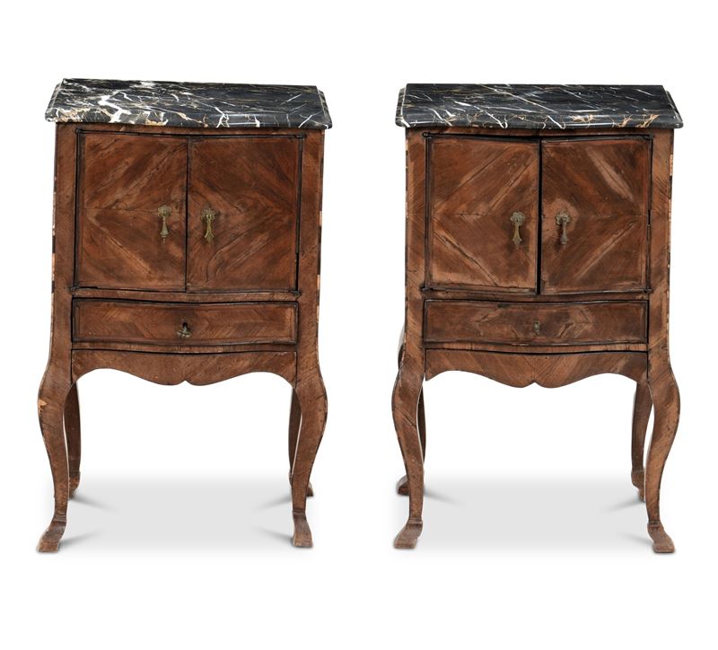 Coppia di comodini lastronati. XVIII-XIX secolo  - Asta Antiquariato - Cambi Casa d'Aste