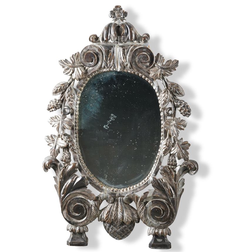 Specchiera con cornice in legno scolpito e dorato a mecca. XVIII-XIX secolo  - Asta Antiquariato - Cambi Casa d'Aste
