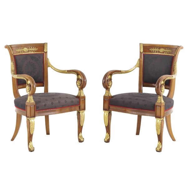 Coppia di sedie in stile impero. XX secolo