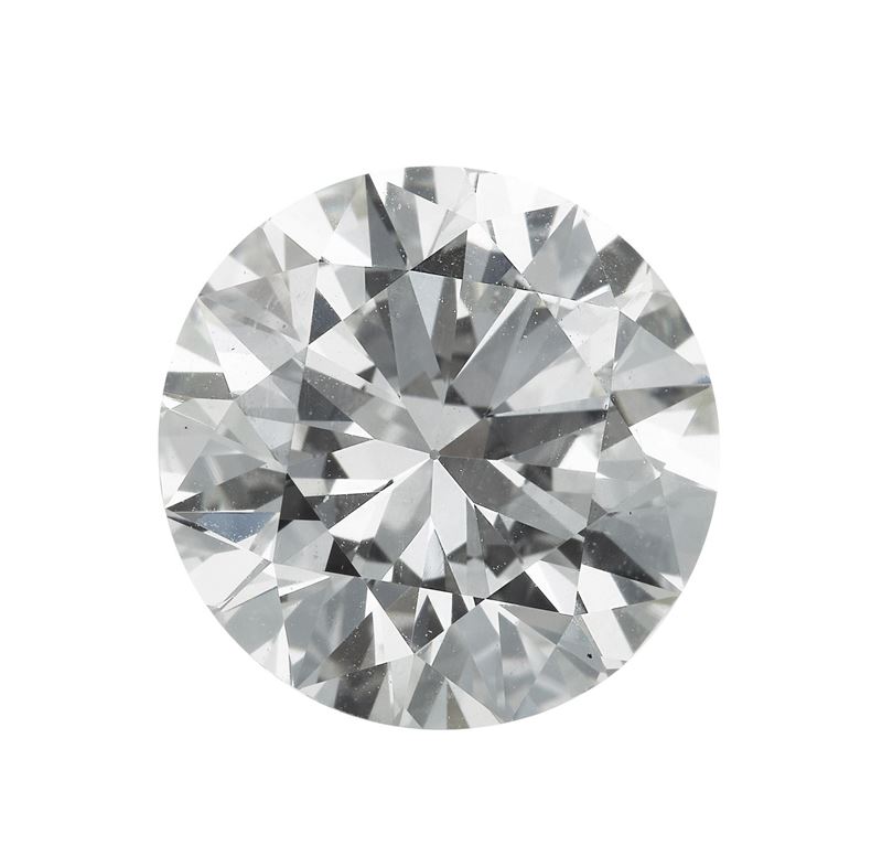 Brilliant-cut diamond weighing 5.07 carats, color M, clarity VS1, fluorescence very faint blue. Gemmological Report R.A.G. Torino n. DV24137  - Auction Fine Jewels - Cambi Casa d'Aste