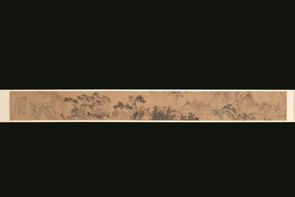 Scroll depicting landscape and deer with inscriptions, China, 1861, 19th century