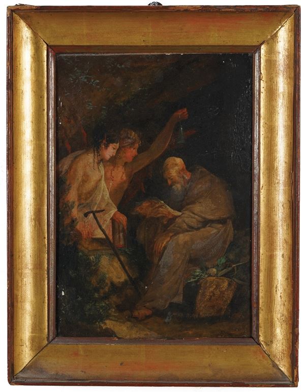 Anonimo del XIX secolo Scena allegorica con frate