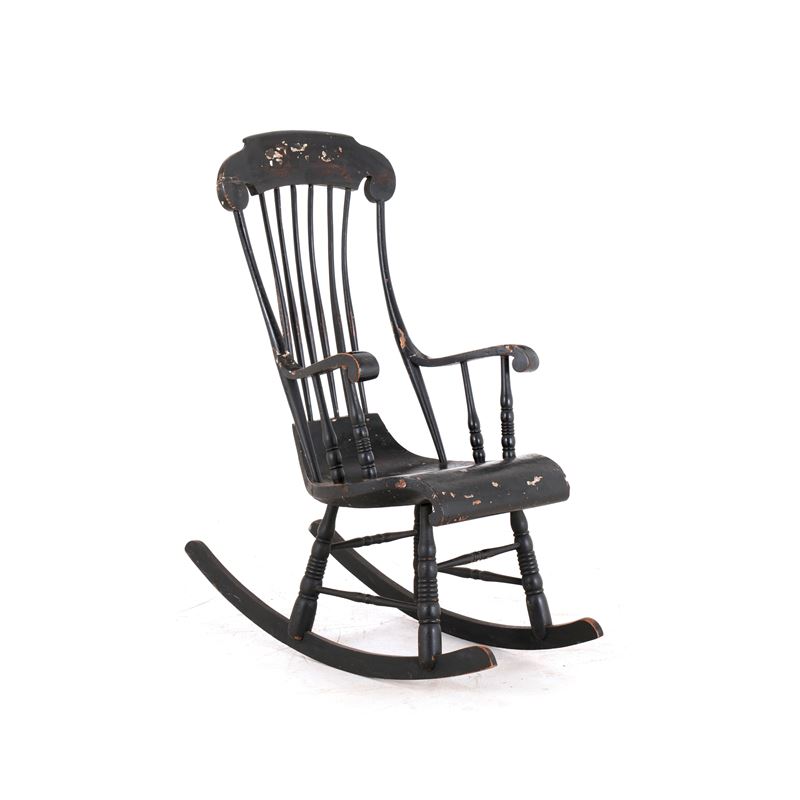 Sedia a dondolo in legno ebanizzato  - Auction Antiques - Cambi Casa d'Aste