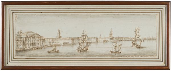 Scuola russa del XIX-XX secolo Veduta di porto