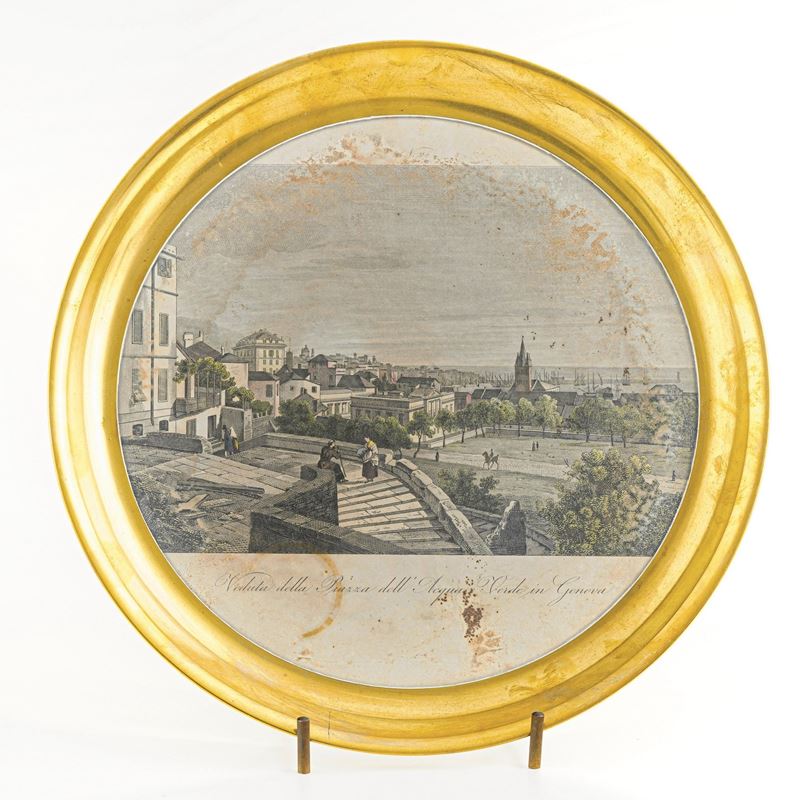 Vassoio circolare con fondo decorato da stampa  - Auction Antique - Cambi Casa d'Aste