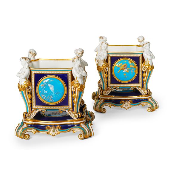 Coppia di jardinières Inghilterra, Manifattura Minton, 1869 