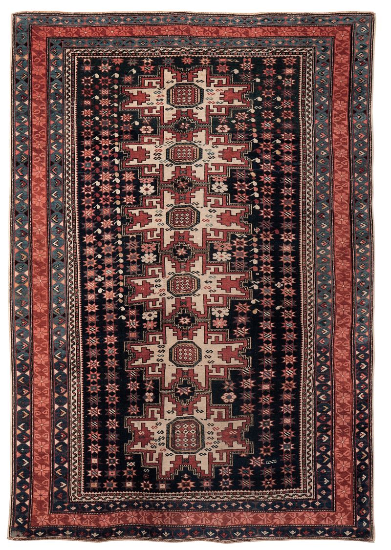 Tappeto Lesghi Shirvan, sud est Caucaso fine XIX inizio XX secolo  - Asta Tappeti Antichi - Cambi Casa d'Aste