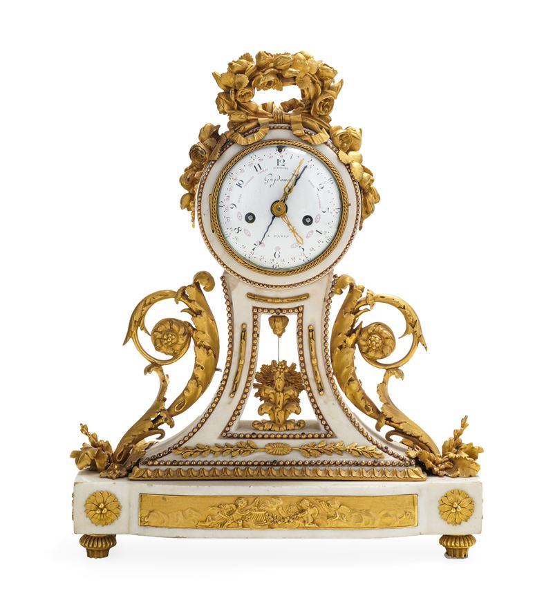 Orologio da tavolo in marmo e bronzo dorato. Francia, fine XVIII secolo  - Asta Dimore Italiane - Cambi Casa d'Aste