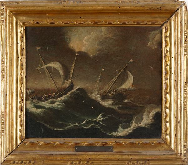 Scuola del XVIII secolo Marina in tempesta