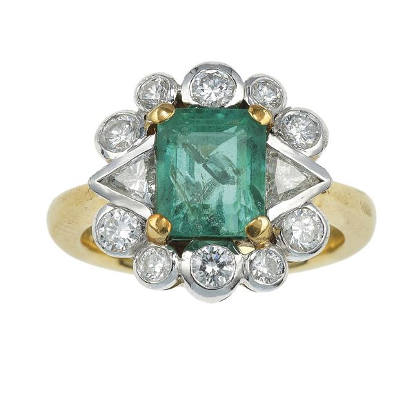 Emerald and diamond ring