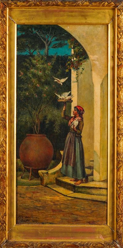 E. M. Lawford (XIX-XX Secolo) Donna con Colombe