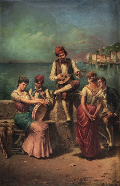 Scena Galante con Suonatore di Mandolino