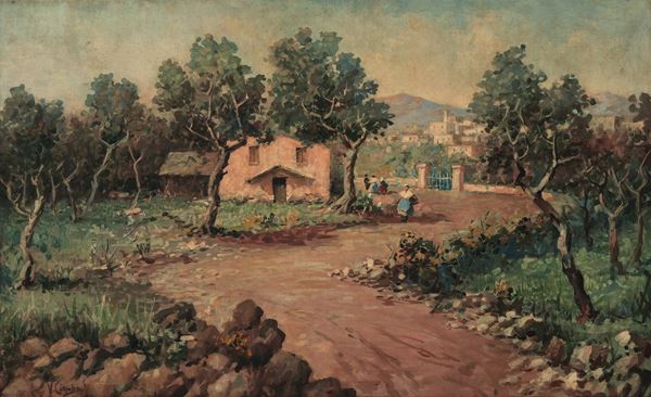 Anonimo del XIX-XX secolo Paesaggio campestre