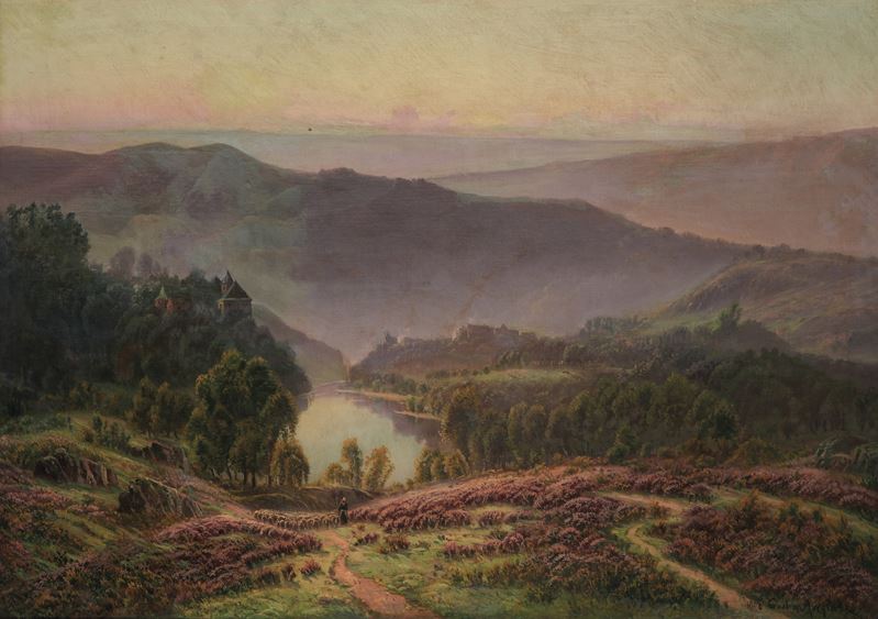 Gaston Anglade : Paesaggio con erica fiorita  - olio su tela - Asta Sei Secoli di Arti e Arredi - III - Cambi Casa d'Aste