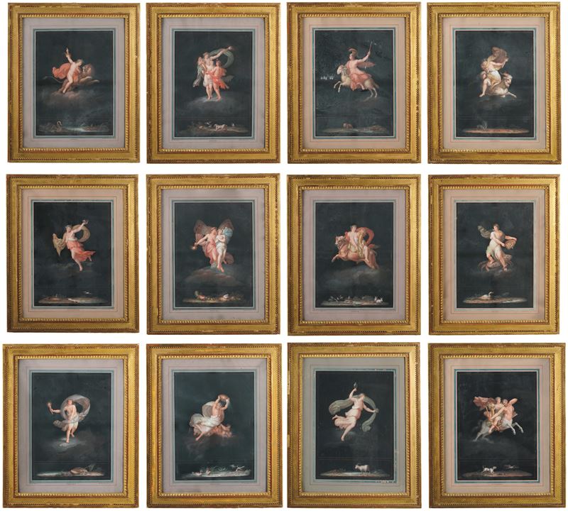 Michelangelo Maestri : Allegorie dei Mesi  - tempere su carta - Auction Six Centuries of Arts and Furnitures - III - Cambi Casa d'Aste