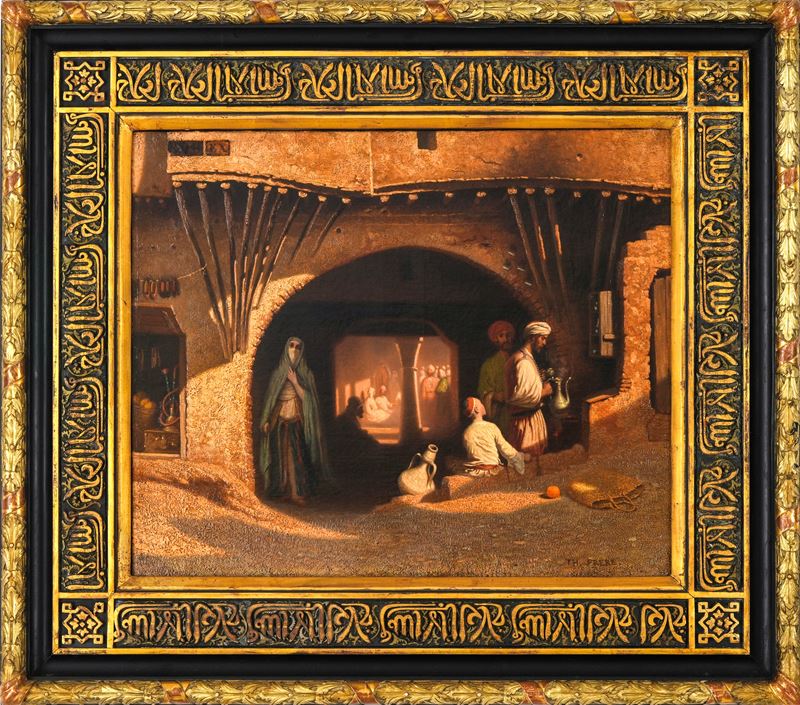 Th&#233;odore Fr&#232;re : Entrata del caravanserraglio, Rue Bab-a-Zounn, Algeri  - olio su tela - Auction 19th-20th Century Paintings and Sculptures - II - Cambi Casa d'Aste