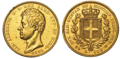 Regno di Sardegna. Carlo Alberto di Savoia, 1831-1849. 100 Lire 1834. Genova.