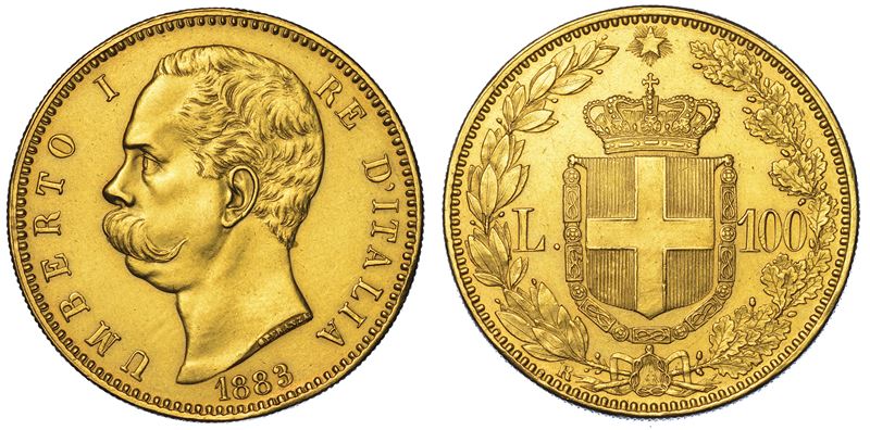 REGNO D'ITALIA. UMBERTO I DI SAVOIA, 1878-1900. 100 Lire 1883.  - Auction Numismatics - Cambi Casa d'Aste