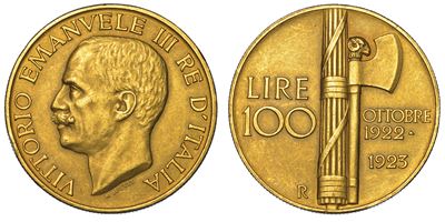 Regno D'italia. Vittorio Emanuele III di Savoia, 1900-1946. 100 Lire 1923. Fascio.