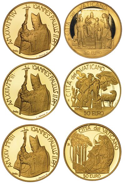 Vaticano. Giovanni Paolo II, 1978-2005. Lotto di Tre Monete.