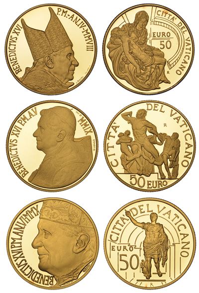 Vaticano. Benedetto XVI, 2005-2013. Lotto di Tre Monete.