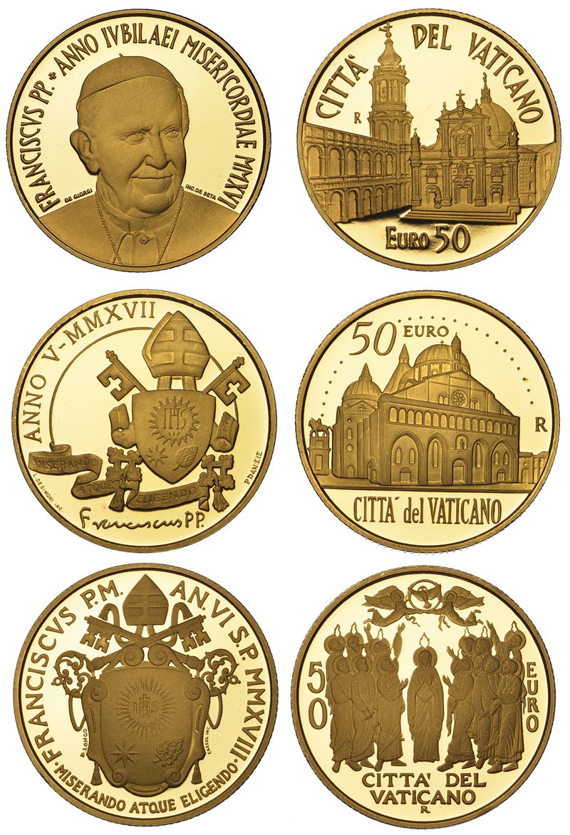 VATICANO. FRANCESCO, dal 2013. Lotto di tre monete.  - Auction Numismatics - Cambi Casa d'Aste