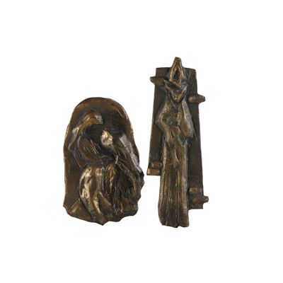 Italia XX secolo, Due placche a soggetto religioso in bronzo fuso