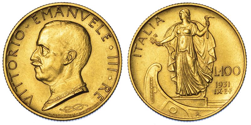 REGNO D'ITALIA. VITTORIO EMANUELE III DI SAVOIA, 1900-1946. 100 Lire 1931/A. IX. Italia su prora.  - Auction Numismatics - Cambi Casa d'Aste