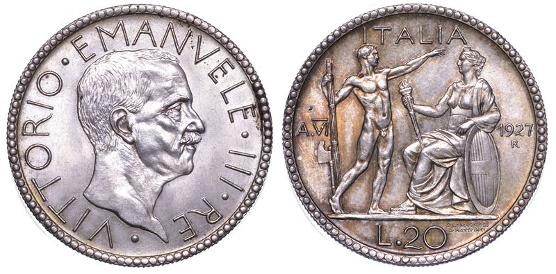 REGNO D'ITALIA. VITTORIO EMANUELE III DI SAVOIA, 1900-1946. 20 Lire 1927/A. VI. Littore.  - Asta Numismatica - Cambi Casa d'Aste