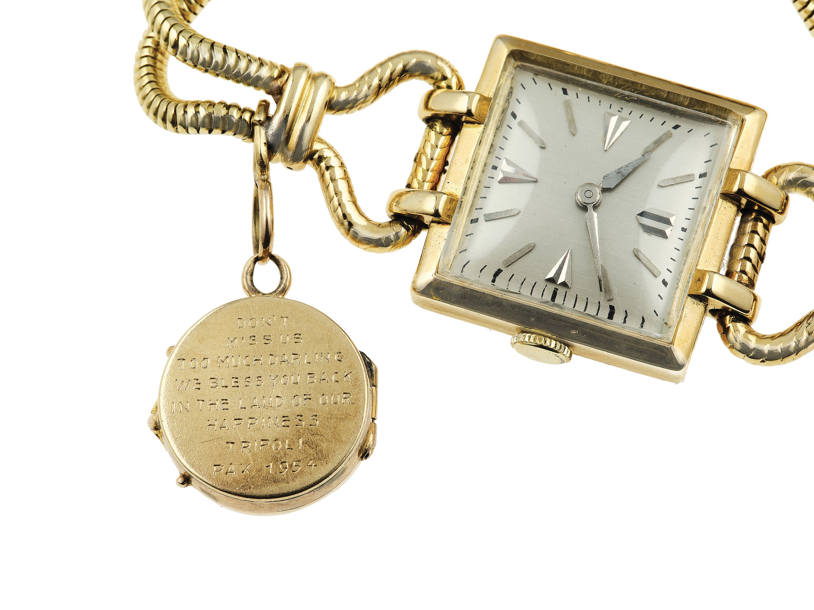 Orologio da polso in oro giallo 750/1000 con charms e pendente rotondo in oro 14Kt
