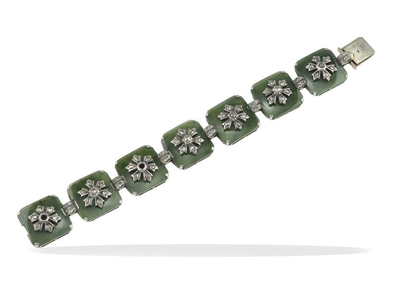 Nephrite and diamond bracelet  - Auction Fine Jewels - Cambi Casa d'Aste