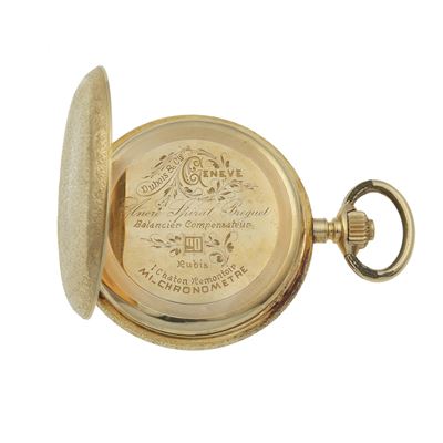 Orologio da tasca, cassa in oro giallo 750/1000 con dedica incisa