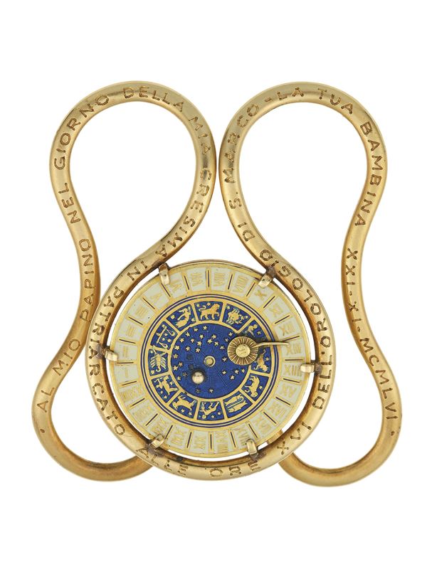 Gold and enamel "Orologio di San Marco" money clip