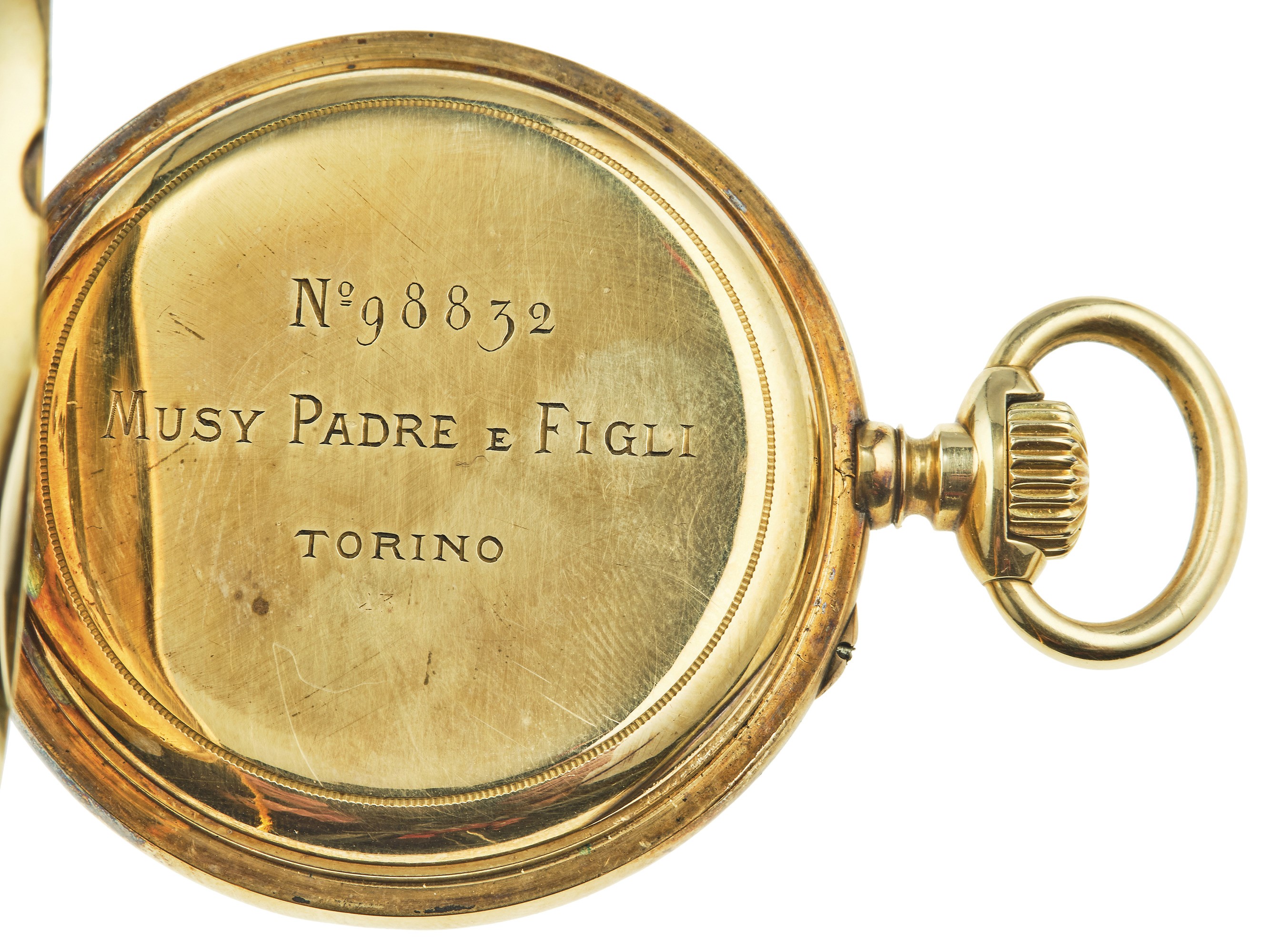 Orologio da tasca in oro 750/1000 con smalti, diamanti e stemma di Re Umberto I di Savoia