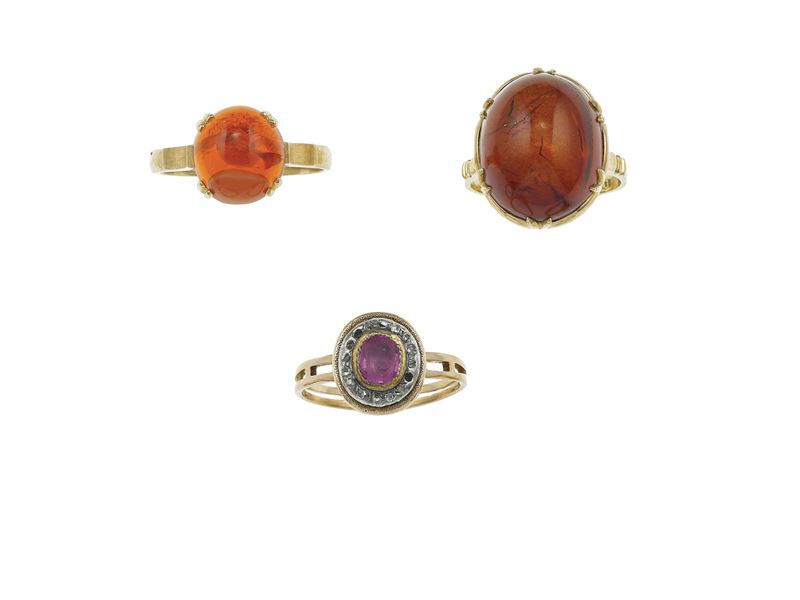 Three gem-set, gold rings  - Auction Fine Jewels - Cambi Casa d'Aste