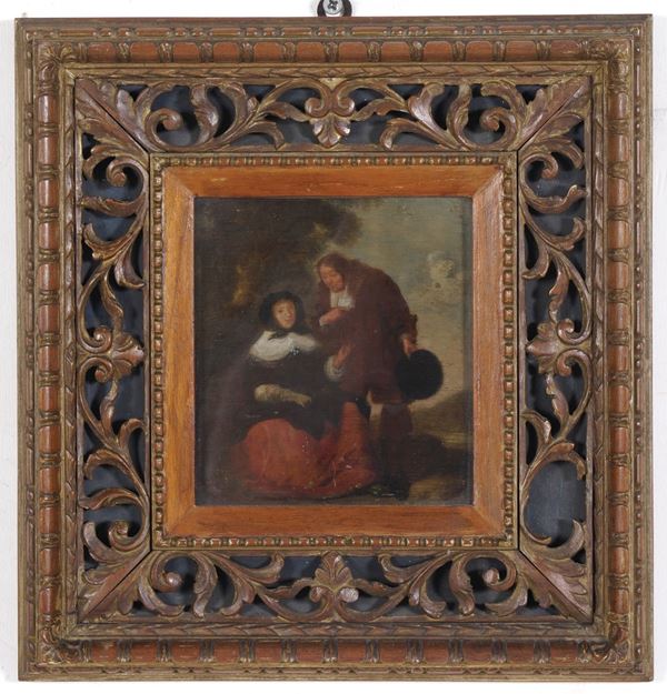 Scuola fiamminga del XVIII secolo Scena galante