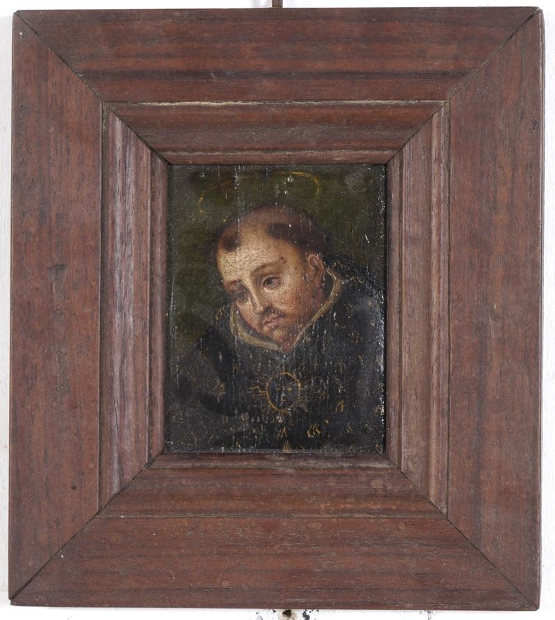 Scuola del XVII secolo Ritratto di san Nicola da Tolentino  - olio su rame - Auction Old Paintings - Cambi Casa d'Aste