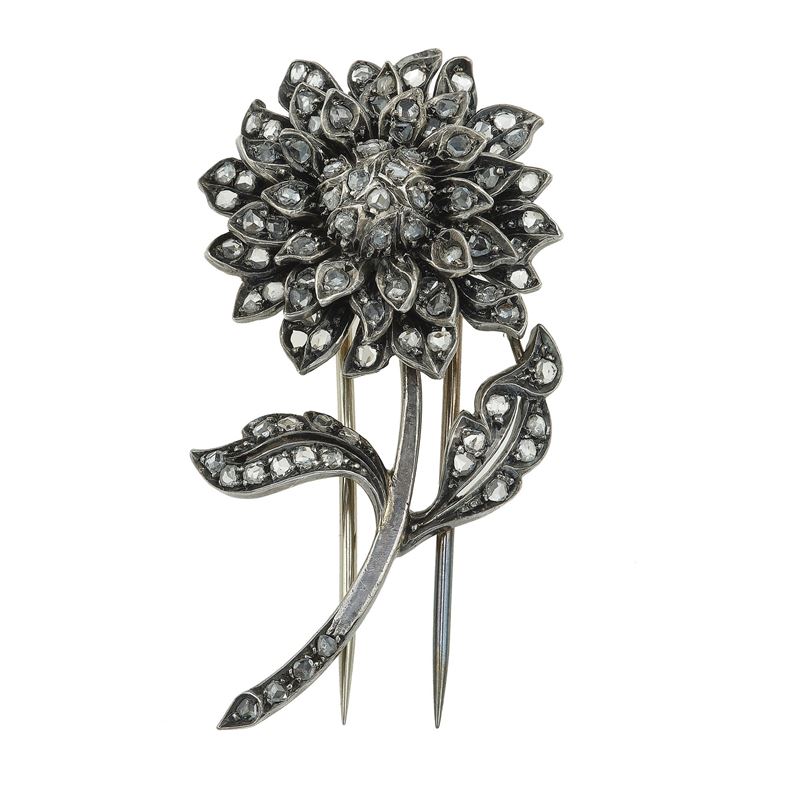 Diamond, silver and gold brooch  - Auction Jewels - Cambi Casa d'Aste
