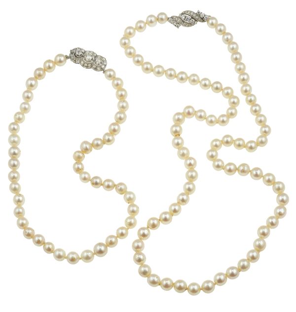 Two cultured pearl necklaces