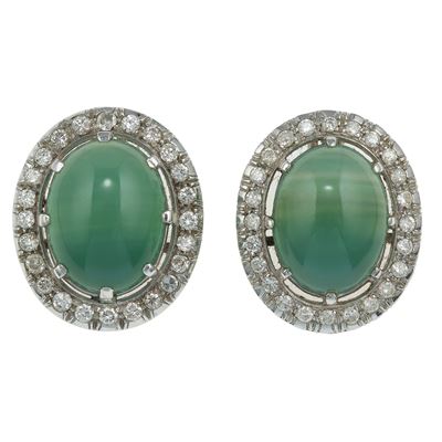 Orecchini con Calcedonio Verde e Diamanti