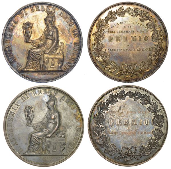 MILANO - ACCADEMIA BELLE ARTI. Lotto di due medaglie.
