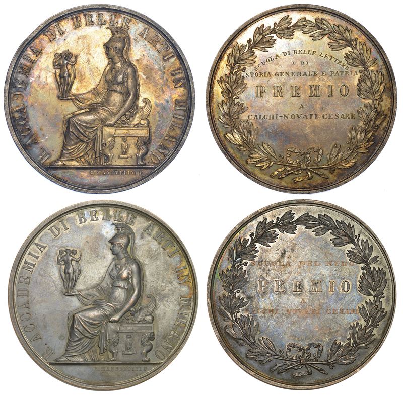 MILANO - ACCADEMIA BELLE ARTI. Lotto di due medaglie.  - Asta Numismatica - Cambi Casa d'Aste