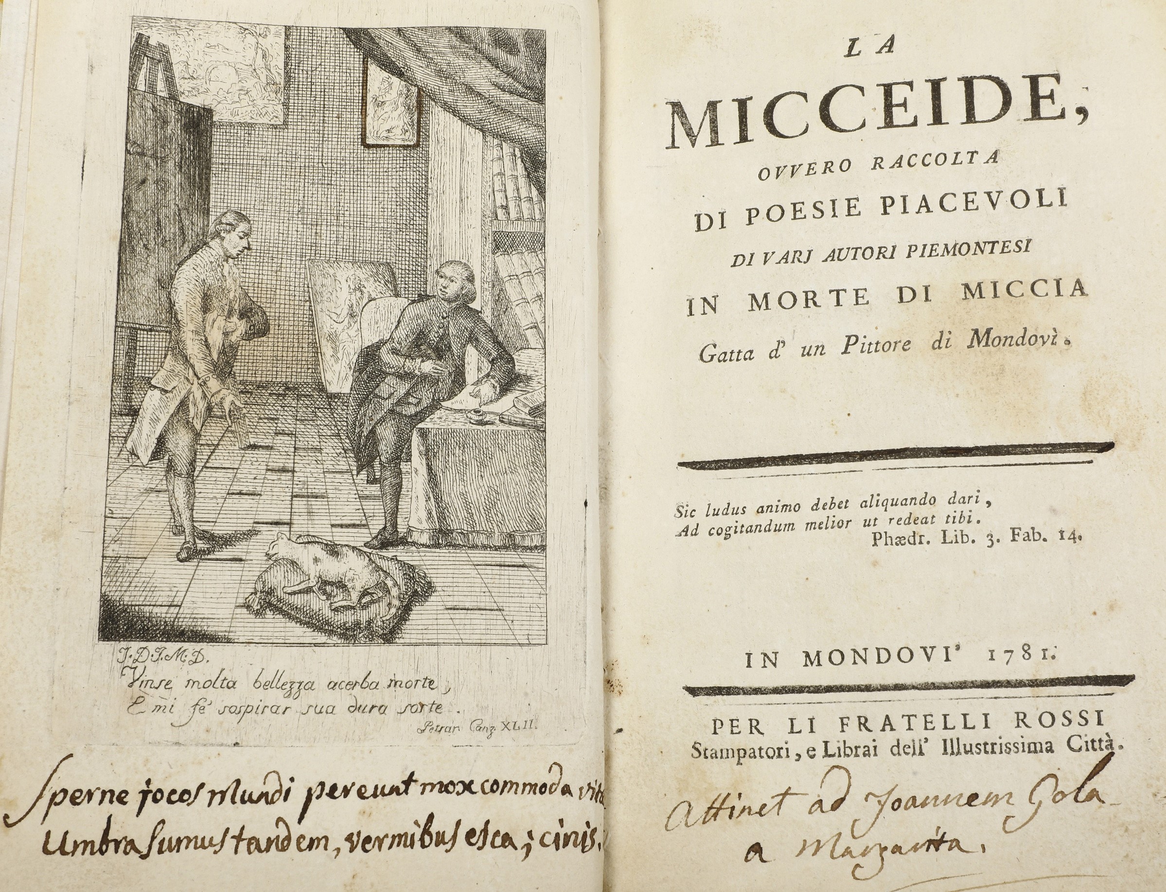 Regis Gian Francesco - la Micceidein Mondovì, per Li Fratelli Rossi, 1781- la Nuova Micceide.. in...