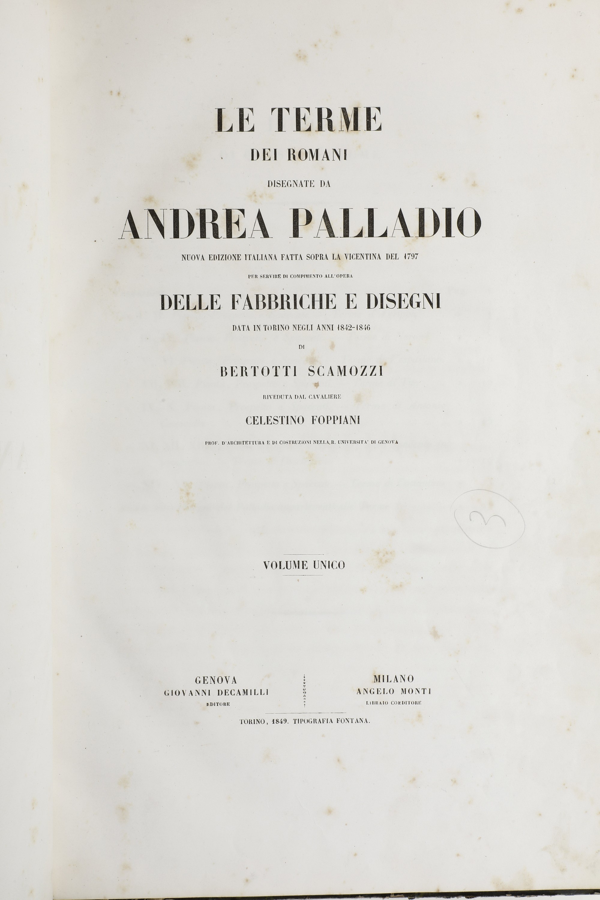 Palladio Andrea (1508-1580) i Quattro Libri Dell'architettura..in Venetia, Appresso Domenico De' ...
