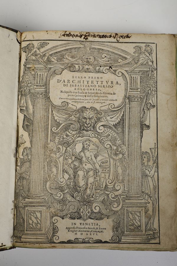 Serlio Sebastinao (1474 ca. - 1574 ca.)  Libro primo (secondo, terzo, quarto, quinto) - Libro straordinario di Sebastiano Serlio Bolognese, Venezia Francesco Senese e Zuane Krugher Alemanno, 1666