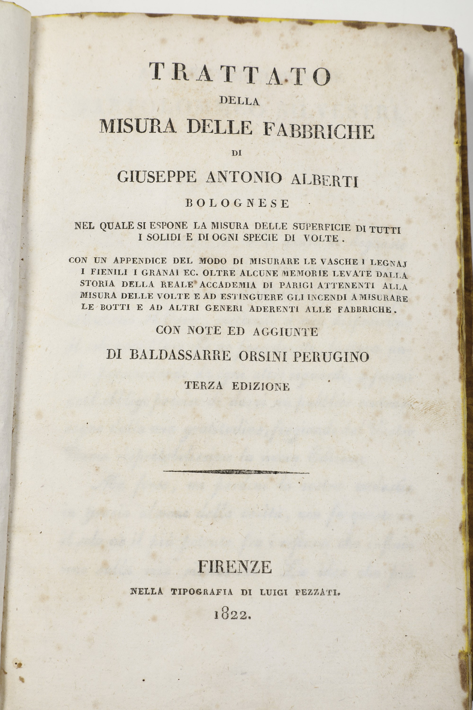 Giuseppe Antonio Alberti Trattato della Misura delle Fabbriche di Giuseppe Antonio Alberti Bologn...