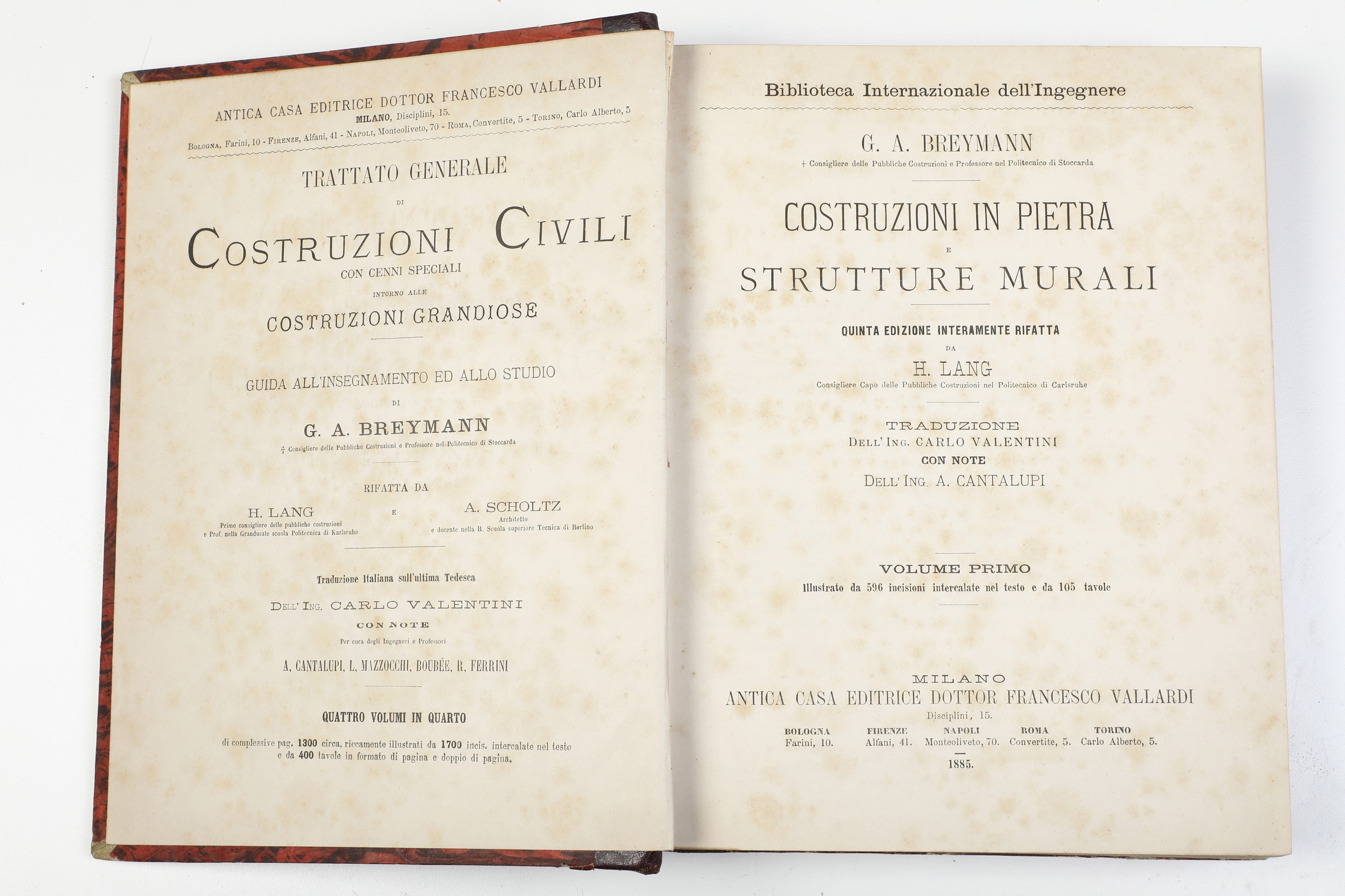 Gustav Adolf Breymann Trattato Generale di Costruzioni Civili con Cenni Speciali Intorno alle Cos...