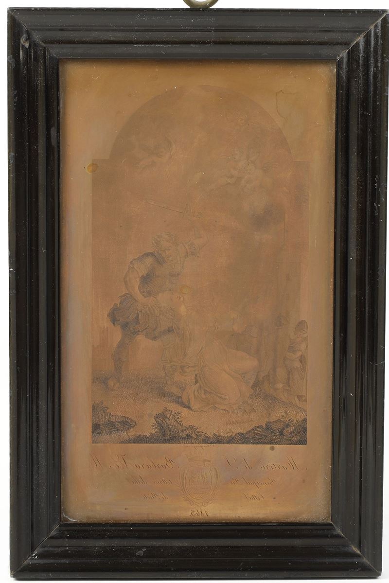 Nicola Sangiorgi (?) (notizie 1844-1875) Martirio di Santa Santa Barbara protrettice della città di Rieti  - Auction Prints - Cambi Casa d'Aste