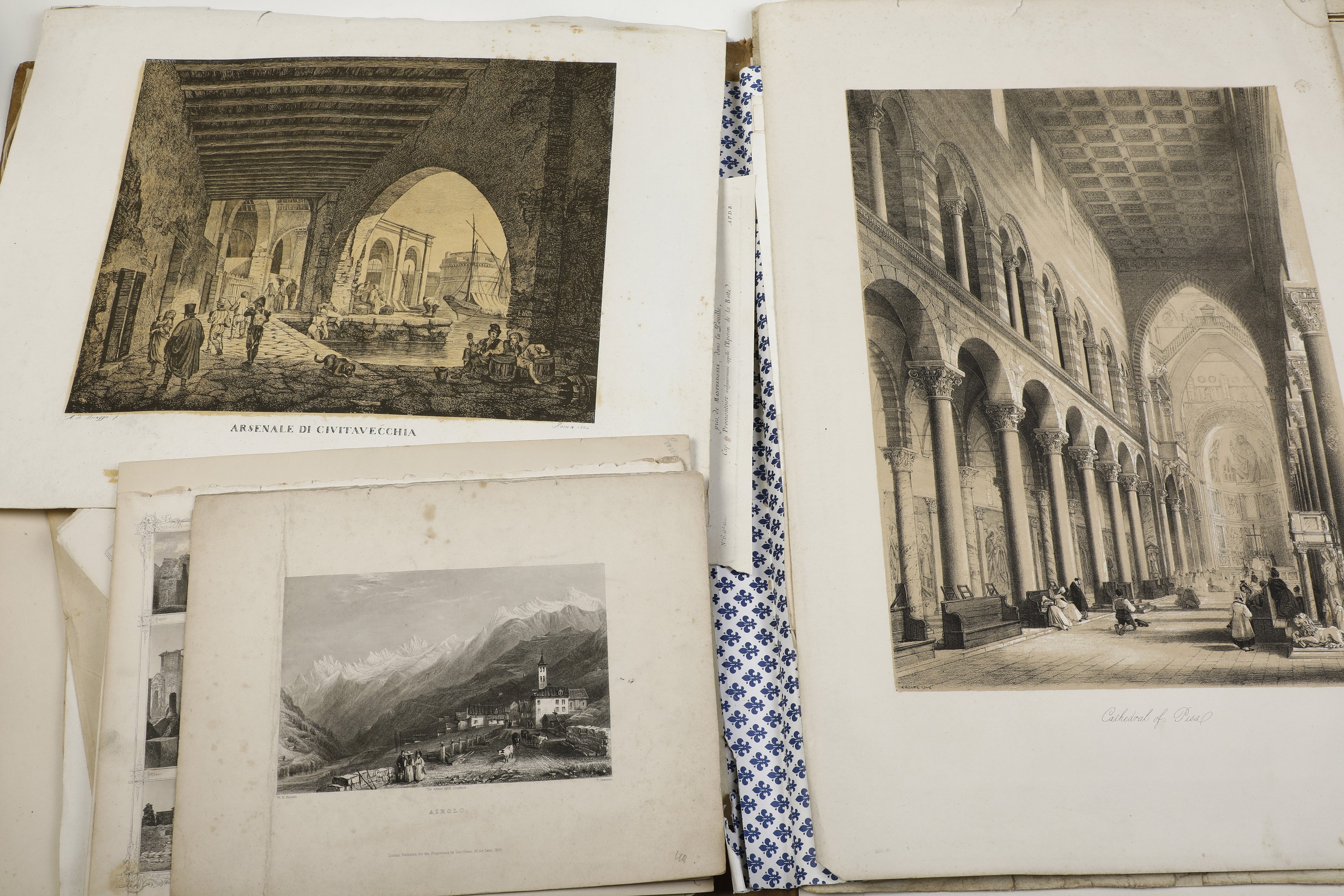 Miscellanea di Stampe, per lo Più del XIX Secolo, e Raffiguranti Vedute di Città