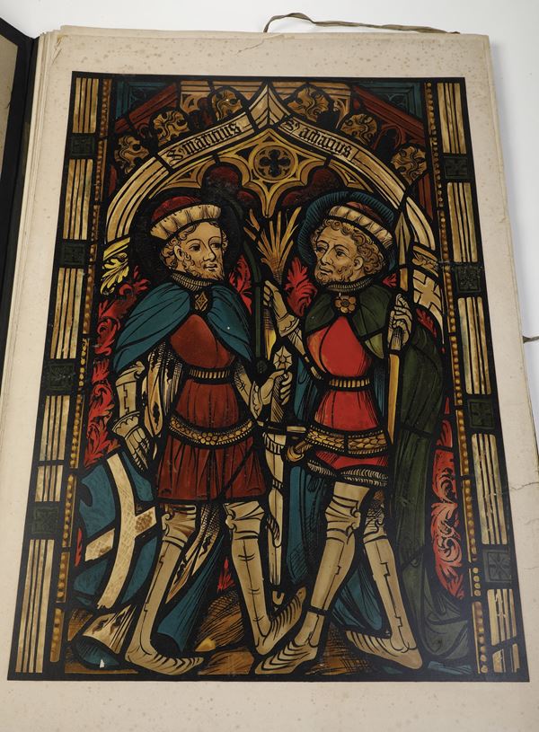 Collezione di tavole con riproduzioni fotografiche a colori raffiguranti vetrate di cattedrali